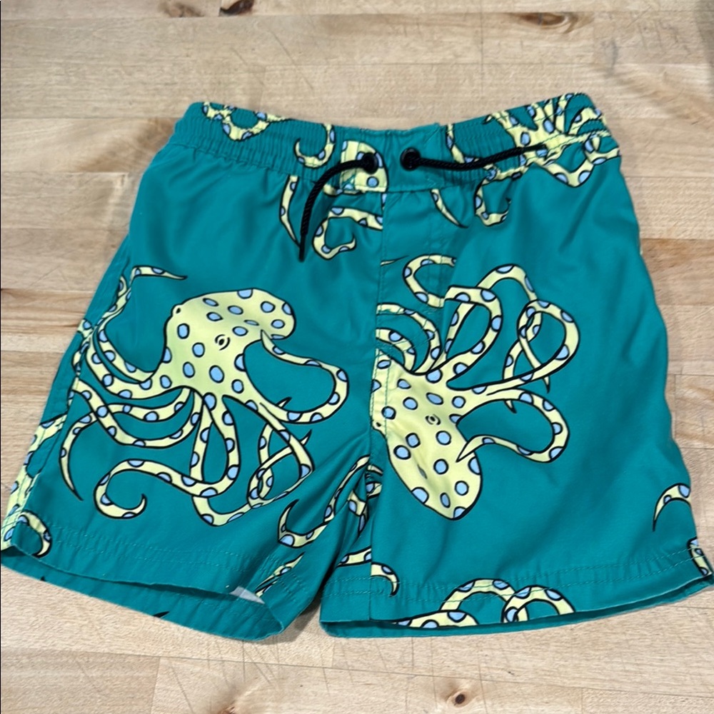 Tea Collection Swim Trunks Octopus Design. Art class light blue rash